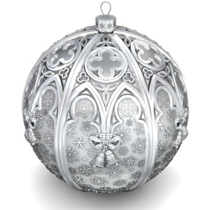 Набор подарочный с шарами и иконой "Божья Матерь Владимирская" из серебра, 4 шара